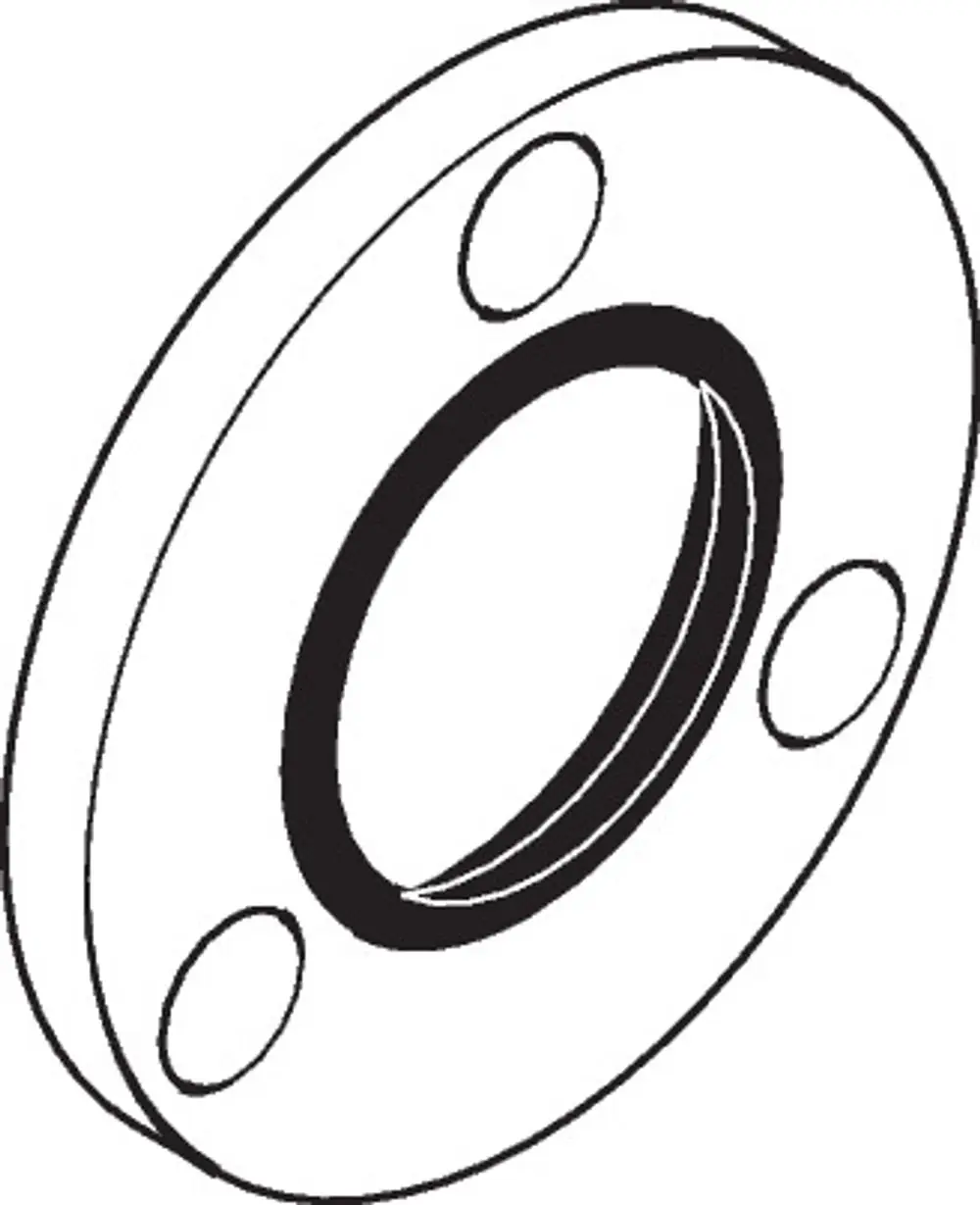 Runde Flanschkappe mit zentralem Ring und zwei Bohrungen, gestaltet für die Verwendung in AXOR-Installationen.